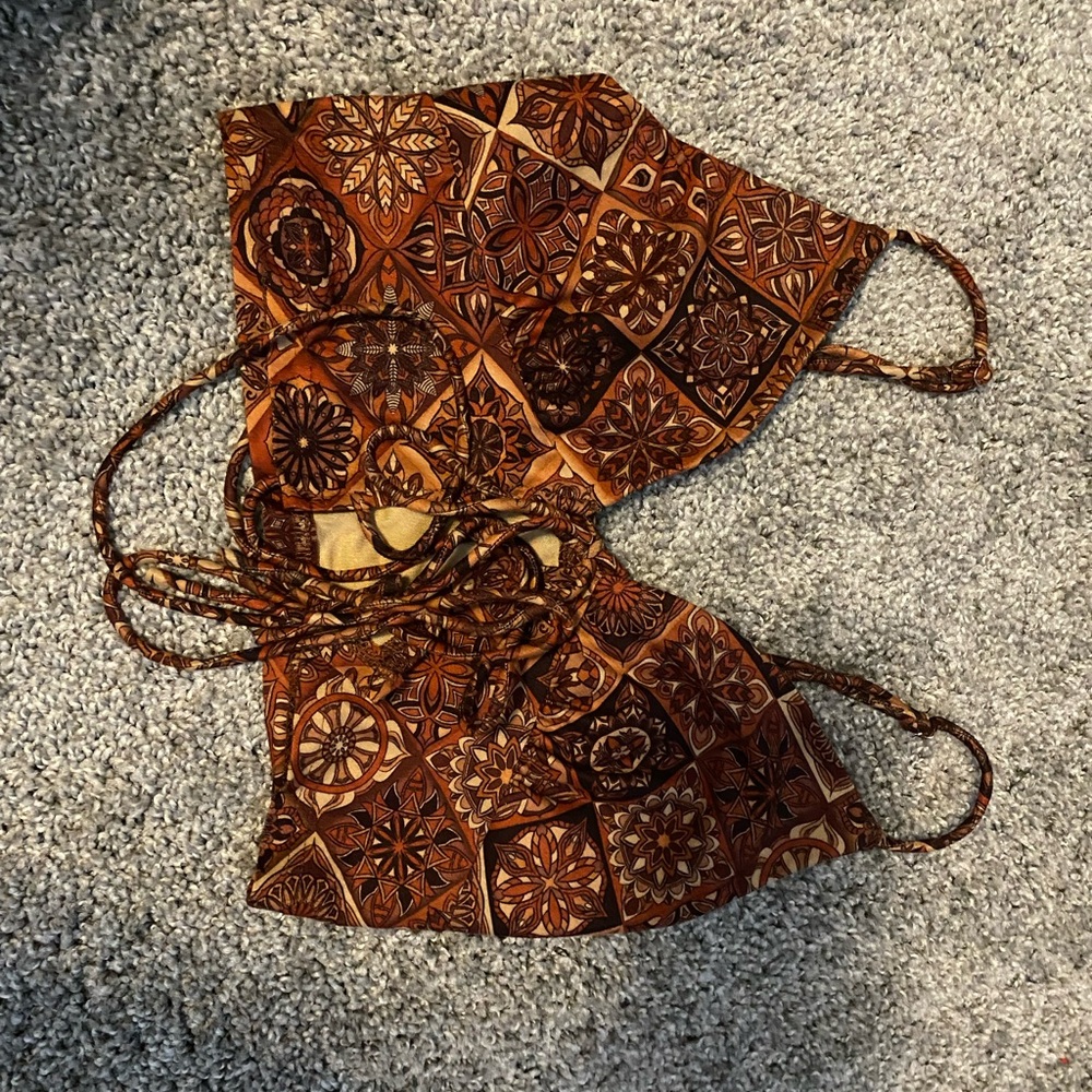 Cider Tan and Brown Bikini Top